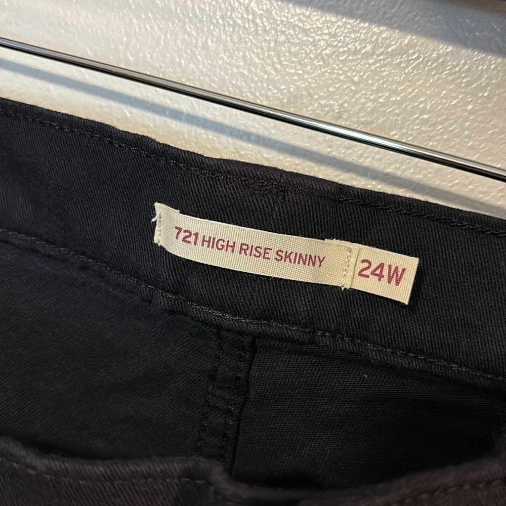 Levi’s 721 HIGH RISE SKINNY black button fly jeans 24W - Picture 8 of 15